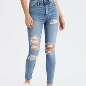 Super Stretch Light Wash Ripped Jeans
